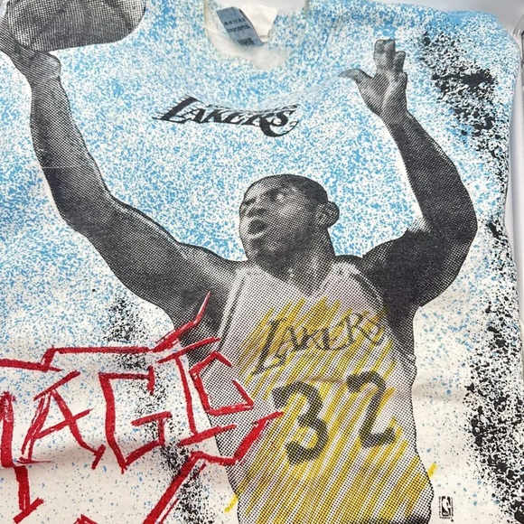 Vtg Magic Johnson Ts Sweatshirt Mens XL Lakers Crewneck 90s NBA All Over Print - Picture 6 of 16